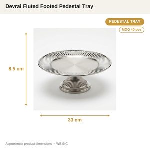 Plateau de service sur pied cannelé en acier satiné SS304 fait main de 33 cm pour la décoration intérieure - Product Image 4