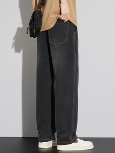 AAFII IMPEX Mens Vintage <b>Light</b> Black Loose Fit Straight Leg Jeans 100% Cotton Summer Casual Everyday Streetwear <b>Trousers</b> - Product Image 6