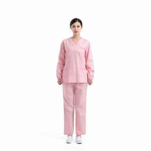 Ensemble d'uniformes d'hôpital unisexe en coton léger, blouses d'infirmière personnalisées avec poches, tissu satiné élégant, vente chaude - Product Image 1