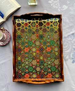 ถาดเสิร์ฟลายอิหร่านแบบดั้งเดิม ถาดเคลือบแบบทันสมัย สำหรับใช้ในครัวเรือนและร้านอาหาร ถาดเก็บของและเสิร์ฟอาหาร โดย UO - Product Image 1