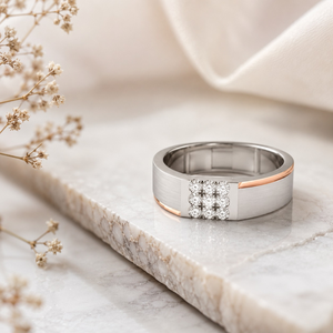 Anillo de compromiso de diamantes para hombre de 0.30 TCW |   Anillo de Oro Blanco de 14K con Diamantes de Corte Brillante, Anillo de Aniversario, Joyería Fina - Product Image 2
