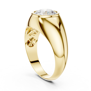 Anillo de lujo para hombre con diamante cultivado en laboratorio en oro amarillo – Joyería de diamantes con banda de oro esculpida contemporánea - Product Image 1
