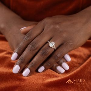 18K Gold Plated Oval Cut Moissanite Floral Bridal Engagement Wedding <b>Ring</b> for Women Luxury Gift From Gujarat Anniversary - Product Image 3