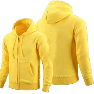 Sweats à capuche unis à manches longues et fermeture éclair coupe ajustée pour hommes vente en gros de sweats d'automne à imprimé polaire française avec deux poches - Product Image 1