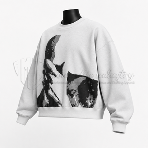 Pull en maille jacquard surdimensionné pour homme, motif abstrait, col rond, streetwear, tricot d'hiver, vente en gros - Product Image 3