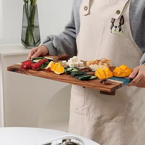 Tabla de cortar rectangular de madera y tabla de picar, apta para lavavajillas, fácil de limpiar, bandeja para servir queso, frutas y aperitivos - Product Image 4