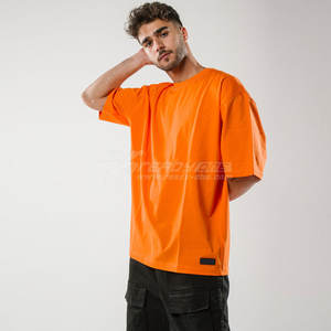 เสื้อยืดผ้าฝ้าย100% สำหรับผู้ชายเสื้อผ้า300 GSM ทรงหลวมโลโก้บ็อกซี่ฟิตไซส์ใหญ่พิเศษ - Product Image 3