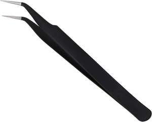 Pinzas Curvas de Punta Fina UBI, Pinzas Profesionales de Precisión con Punta de Aguja, Antiestáticas, Duraderas, de Acero Inoxidable, para Manicura - Product Image 1