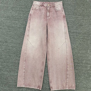 Jean baggy streetwear en denim 100 % coton de haute qualité 14 oz pour homme, coupe droite respirante, bleu clair délavé à l'acide, style hip-hop - Product Image 5