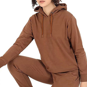 Women's <b>Brown</b> Hooded Tracksuit Set Full Sleeve Solid Color Casual <b>Jogger</b> Pants Breathable Cotton Autumn Wear - Product Image 6