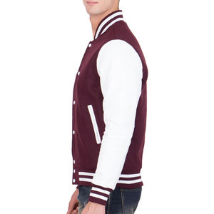 Chaqueta Bomber Varsity para Hombre, Estilo Letterman, Color Granate, Mangas Blancas, Estilo Casual de Béisbol Escolar, Moda Universitaria, Abrigo de Invierno - Product Image 4