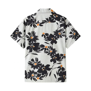 เสื้อเชิ้ตฮาวายผู้ชายแบบกระดุมหน้า ผลิตตามสั่ง เป็นมิตรกับสิ่งแวดล้อม ผ้าฝ้ายป๊อปลิน 100% พิมพ์ลายดิจิทัล แขนสั้น เหมาะสำหรับใส่ชายหาดในฤดูร้อน - Product Image 1