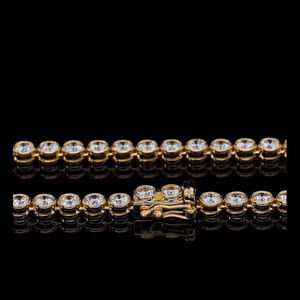 AMBER JEWELS Pulsera de tenis de moissanita con corte brillante redondo y engaste de garra, estilo clásico unisex, plata 925 chapada en oro rosa, para fiesta - Product Image 4