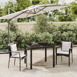 Set da Pranzo da Giardino in Rattan Nero per 2 Persone, Resistente alle Intemperie, Arredamento da Esterno in Stile Contemporaneo - Product Image 1
