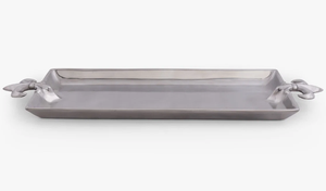 Plateau de service rond en métal argenté poli de haute qualité avec poignées, design orné, compatible lave-vaisselle et micro-ondes, pour restaurant et usage domestique - Product Image 3