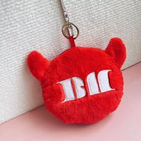 Penjualan Panas Dompet Gantungan Kunci Merah Hitam, Boneka Plush, Dompet Koin, Tempat Kartu, Gantungan Dompet Hadiah