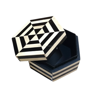 Premium Handmade Modern Hexagonal Bone Inlay Box Jewelry Storage & Living Room Decorative Home Organizer - Product Image 2