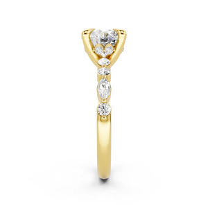 แหวนหมั้นเพชรเม็ดเดี่ยววงหอยเชลล์14K สีเหลืองทองหรูหราได้รับการรับรองจาก VVS SI D G - Product Image 1