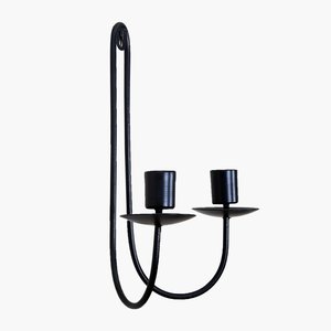 Support mural en fer noir pour bougies avec deux bras, pour la décoration intérieure, design métallique durable, élégant et polyvalent - Product Image 5