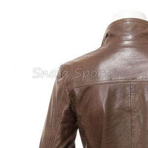 Abrigo de cuero para mujer a la moda, diseño estilo motero, perfecto para uso diario, combina comodidad y durabilidad. Chaquetas de cuero para damas. - Product Image 6