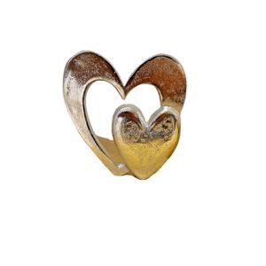 Ornement en métal personnalisé à cœur ouvert rustique minable Base en bois design art déco objet de décoration d'intérieur en verre de haute qualité - Product Image 1