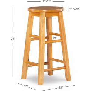 Tabouret de bar rond naturel de 24 pouces, tabouret de bar de qualité supérieure avec un design confortable - Product Image 2