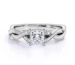 Moissanite Square Cut Prong Setting <b>Solitaire</b> Engagement <b>Ring</b> 1 Carat Gold Plated Sterling <b>Silver</b> Classic Wedding Her - Product Image 1