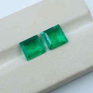 Par de Esmeraldas Cultivadas en Laboratorio, Corte Rondelle (3.25ct 8x8mm) (2 Piezas) HAYAAT GEMS HG-145 de Rajasthan - Product Image 3