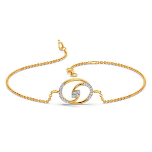 <b>Infinity</b> Spiral Diamond <b>Bracelet</b> with Yellow Gold Chain and Sculpted Circular Swirl Center Design - Product Image 2