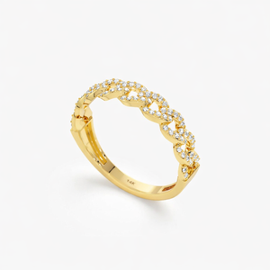 Anillo Apilable de Oro Puro de 18K con Diamantes de Media Eternidad y Cadena Cubana, Diamantes Cultivados en Laboratorio, Regalo para Ella, ¡Gran Venta! - Product Image 4