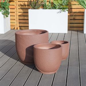 Juego de 3 Macetas para Jardín o Patio con Patrón de Cemento Sintético, Incluye Orificios de Drenaje, Macetas y Jardineras - Product Image 3