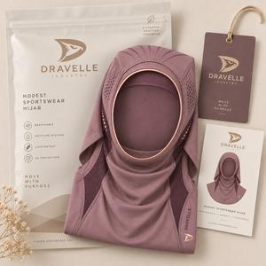 Hooded Rose Gold Hijab Breathable Mesh Panels Modest Activewear Performance Athletic Running <b>Head</b> <b>Cover</b> - Product Image 4