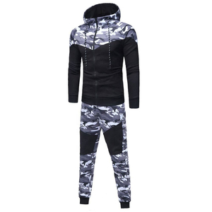 Ensemble de survêtement camouflage pour homme avec sweat à capuche zippé à manches longues et pantalon – Survêtements personnalisés - Product Image 1