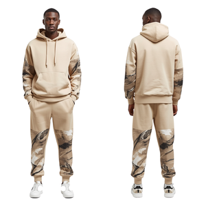 Conjunto Deportivo con Capucha para Hombre, Diseño Moderno con Estampado de Movimiento en el Desierto, Estilo Atlético Relajado y Contemporáneo - Product Image 3