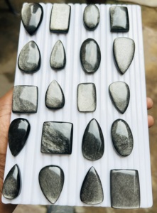 Obsidiana plateada natural al 100%, cabujón de calidad AAA, piedra preciosa suelta Trimurti Gems Rajasthan, 15-50 mm, para anillos y colgantes - Product Image 3