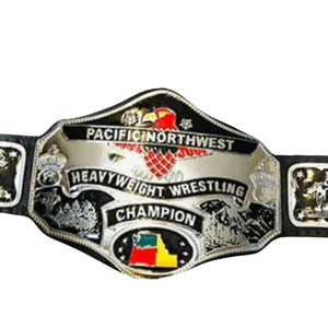 Cinturón de Campeón de Lucha Libre de Peso Pesado del Pacífico Noreste, Plateado con Diseño Colorido, Correa Negra, Cinturones de Título Coleccionables - Product Image 5