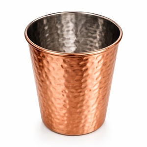 Verre à boire rétro portable en cuivre martelé à double paroi, respectueux de l'environnement |   Intérieur en acier inoxydable Grande capacité Traditionnel - Product Image 1