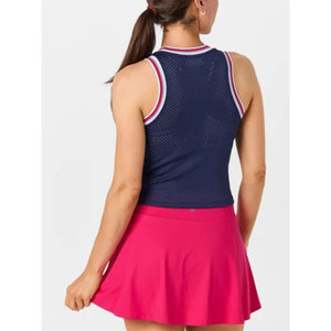 Uniformes d'équipe de cheerleading, uniformes de cheerleading personnalisés avec couleurs, logos et designs élégants personnalisés, bleu marine rose sans manches, tennis - Product Image 3