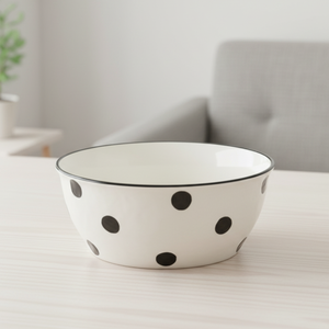 Bol en grès de qualité supérieure 3460896-20, 8 pouces, décoration cercle noir - Product Image 3