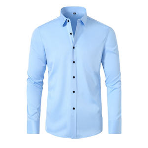 เสื้อเชิ้ตผู้ชาย แขนยาว ผ้าฝ้าย 100% แห้งเร็ว ระบายอากาศดี เป็นมิตรกับสิ่งแวดล้อม กันยับ ขายส่ง ออกแบบโลโก้ตามสั่ง คุณภาพสูง - Product Image 3
