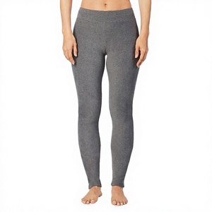 Leggings de punto gris sólido de cintura alta y largo completo, elásticos, estilo básico, ropa de mujer para todas las estaciones - Product Image 4