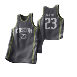 Ensemble de shorts et maillot de basket-ball pour hommes DROGEN EXPORT, maille respirante, col en V, nom et numéro d'équipe personnalisables, 100% polyester, séchage rapide - Product Image 1