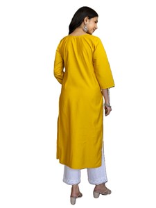 ชุดเดรส Anarkali ผ้าไหม RN Silk Salwar Kameez สำหรับผู้หญิง ลายปักดอกไม้สไตล์โรมัน ผ้าไหม แต่งลายปัก  ทรงตรง Kurta  ลำลอง ความยาวปานกลาง - Product Image 4