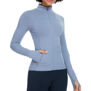 Chaqueta de yoga de manga larga con cremallera para mujer, talla grande, transpirable, de secado rápido, cortavientos, top deportivo para gimnasio y fitness, ajuste delgado frontal - Product Image 1