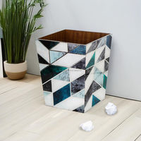 Poubelle en bois artisanale de qualité supérieure, design unique, impression émaillée, écologique, portable, rectangulaire, pour intérieur/extérieur, salon