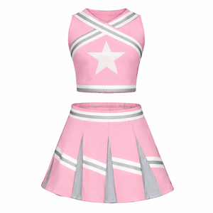 กระโปรงผ้าพรีเมียมทนทานต่อการซีดจาง ทรงเข้ารูป พิมพ์ลายโพลีเอสเตอร์ ชุดเชียร์ลีดเดอร์ ดีไซน์แบบรีดร้อน ประดับด้วยคริสตัล - Product Image 1