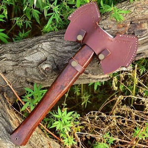 Double Blade <b>Axe</b> Forged Steel Head Wood Handle Splitting Firewood Handmade Etched Design 12 Inch Overall - Product Image 3