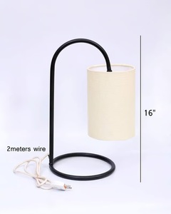 Lampe de table en métal Arc Halo avec abat-jour cylindrique en lin, cadre ouvert, base stable, éclairage ambiant chaud pour les espaces élégants - Product Image 6