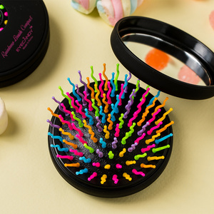 [JWORKS EXT] EYECANDY RAINBOW VOLUME S COMPACT HAIRBRUSH Detangling Comb Anti Static Scalp Massage <b>Mirror</b> Korea - Product Image 3