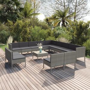 Conjunto Modular Grande de Muebles de Jardín de Ratán PE Gris, Muebles Modulares de Exterior de Primera Calidad - Product Image 1